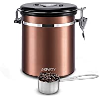 Movaty Bote para café con cuchara- Café hermética- contenedor de café de acero inoxidable- aroma lata- bote- vacío lata